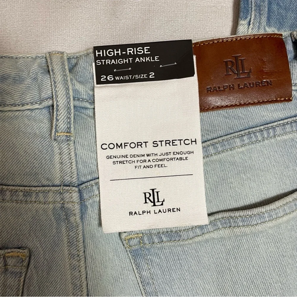 NWT New Lauren Ralph Lauren High-Rise Straight Ankle Jeans Size 2